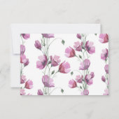 花柄のパープル ウォーターカラー 結婚式 テーブル 名札 出欠カード (裏面)