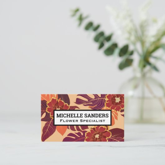 花柄のパーム葉 名刺 (スタンド正面)