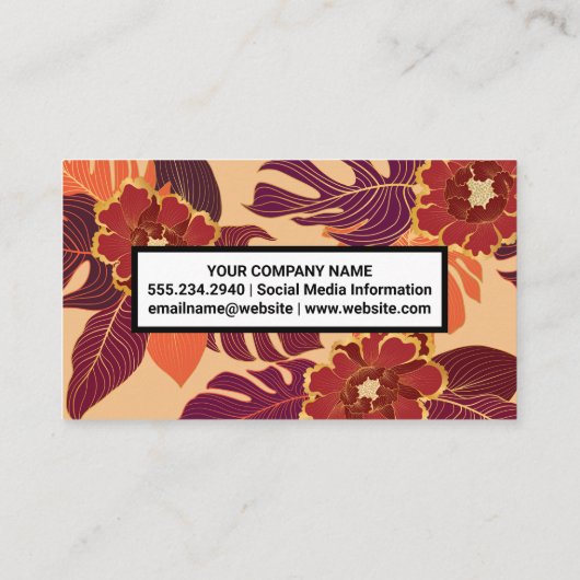 花柄のパーム葉 名刺 (裏面)