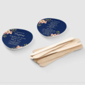 花柄のピンクとブルーの結婚式プログラム ハンドファン (組立なし)