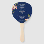 花柄のピンクとブルーの結婚式プログラム ハンドファン (裏面)