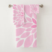花柄のピンクと灰色の菊 バスタオルセット (インサイチュ)