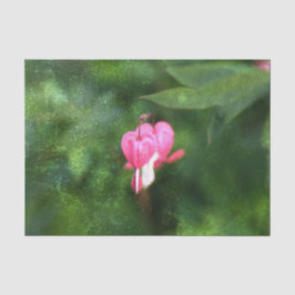 花柄のピンクと緑のテクスチャー付きハート型の花 薄葉紙