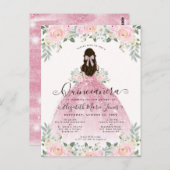 花柄のピンクのドレス 15歳の誕生日 クイーンセニョーラ ポストカード (正面/裏面)