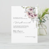 花柄のピンクのユリの発表カード - フォトカード 案内状 (スタンド正面)