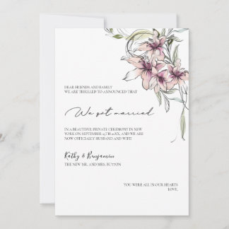 花柄のピンクのユリの発表カード - フォトカード 案内状