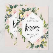 花柄のピンクの手書き　瓶の中にキスがいくつ？ (正面/裏面)