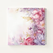 花柄のピンク色とクリーム ノートブック (裏面)