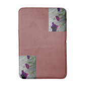 花柄のピンク バスマット (正面縦)