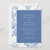 花柄のブルーとホワイトのトワルドジュー 招待状 (正面)