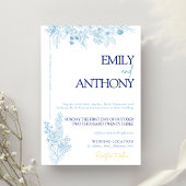 花柄のブルーとホワイトの結婚式招待状 招待状