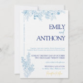 花柄のブルーとホワイトの結婚式招待状 招待状 (正面)