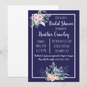 花柄のブルージェイ ブライダルシャワー招待状 招待状 (正面/裏面)