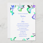 花柄のブルー ホワイト スプリング サマー ボーホー ウェディング 招待状 (正面)