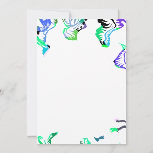 花柄のブルー ホワイト スプリング サマー ボーホー ウェディング 招待状 (裏面)