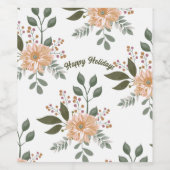 花柄のホリデーワインラベル ワインラベル (シングルラベル)