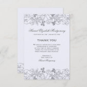 花柄のボーダー悔やみや弔慰カード 招待状 (正面/裏面)