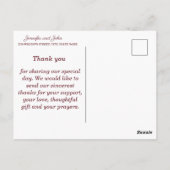 花柄のマルーンバルコニー ウェディング お礼 ポストカード (裏面)