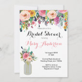 花柄のメイソンジャー 結婚前お披露目 招待状 (正面)