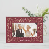 花柄のモノグラム | 休日の写真カード シーズンカード (スタンド正面)