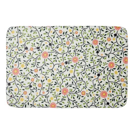 花柄のライン バスマット (正面)