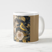 花柄のリスと黄色のカナリア ジャンボコーヒーマグカップ (正面右)