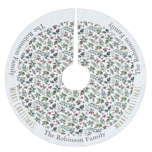 花柄のルスティックファームハウスオーダーメイドクリスマス ブラッシュドポリエステルツリースカート (正面)