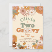 花柄のレトロな2歳の誕生日パーティー招待状 招待状 (正面)