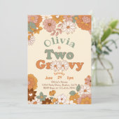 花柄のレトロな2歳の誕生日パーティー招待状 招待状 (スタンド正面)