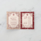 花柄の中国風 英語 折りたたみ ウェディング 招待状 (内部)