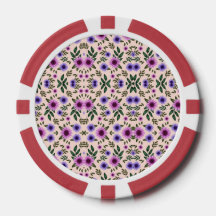 花柄の丸いポーカーチップ
