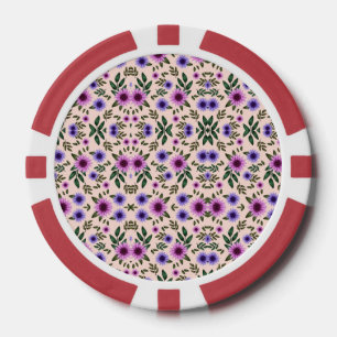 花柄の丸いポーカーチップ ポーカーチップ