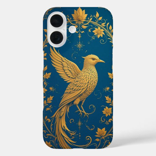 花柄の入り組んだ金鳥模様 Case-Mate iPhoneケース (裏面)