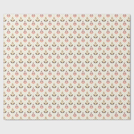 花柄の包装紙の展開図と平面図 ラッピングペーパー (フラット)