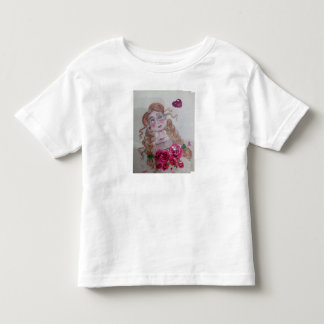 花柄の半袖ホワイトTシャツ レディース トドラーTシャツ