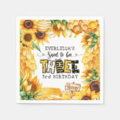 花柄の可愛い3歳の誕生日 スタンダードカクテルナプキン (正面)