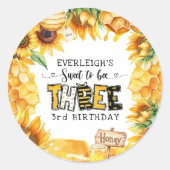 花柄の可愛い3歳の誕生日 ラウンドシール (正面)