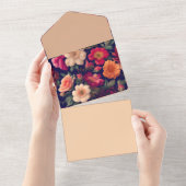 花柄の壁紙 オールインワン招待状 (貼ってはがせる)