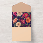 花柄の壁紙 オールインワン招待状 (内側)