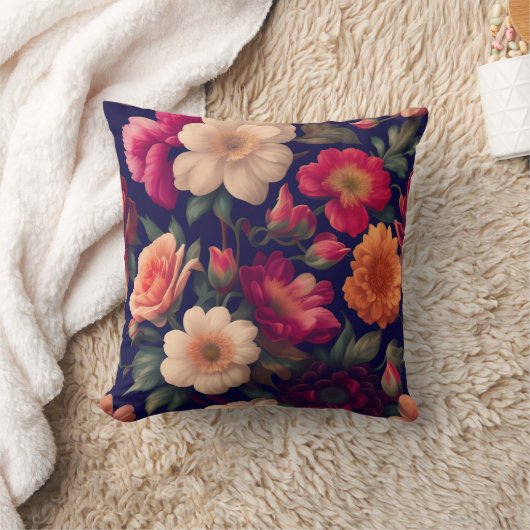 花柄の壁紙 クッション (ブランケット)