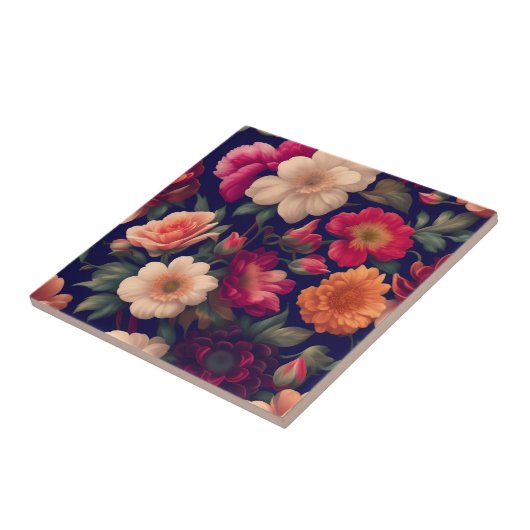 花柄の壁紙 タイル (側面)