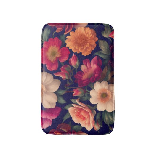 花柄の壁紙 バスマット (正面縦)