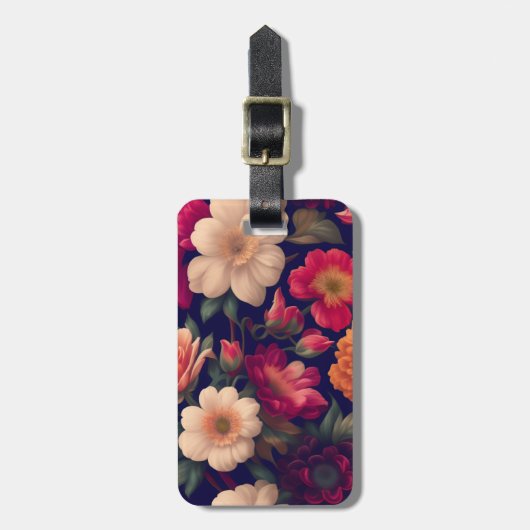 花柄の壁紙 ラゲッジタグ (正面縦)