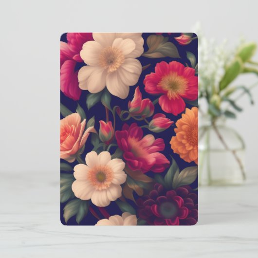 花柄の壁紙 招待状 (スタンド正面)