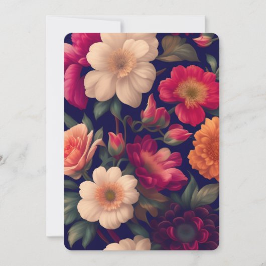 花柄の壁紙 招待状 (正面)