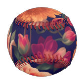 花柄の壁紙 野球ボール (裏面)