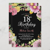 花柄の女性のための第18誕生日の招待状 招待状 (正面/裏面)