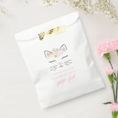 花柄の子猫の顔のキッテンの誕生日パーティーのお礼袋 フェイバーバッグ (封をした状態)