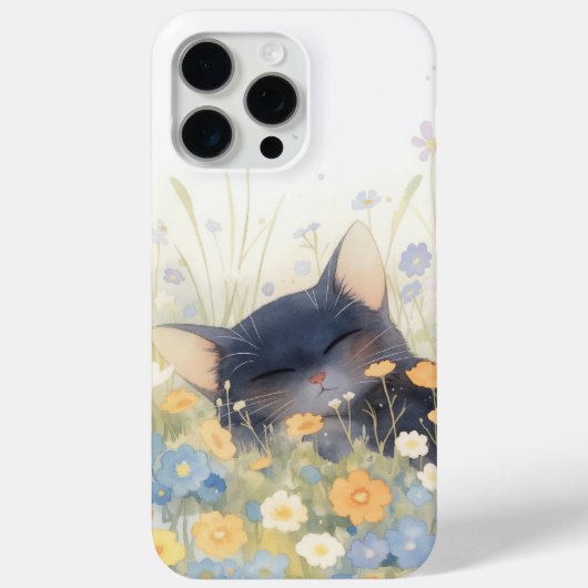 花柄の子猫ベッド Case-Mate iPhoneケース (裏面)