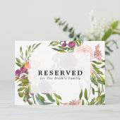 花柄の家族向け予約サイン　編集可能なテキスト付き 招待状 (スタンド正面)